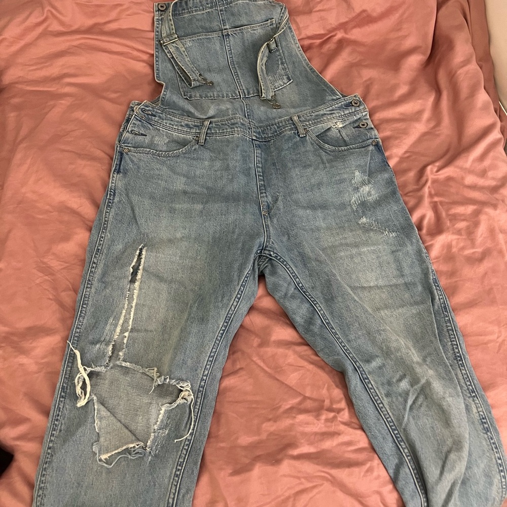 H&M Baggy Ripped Overalls